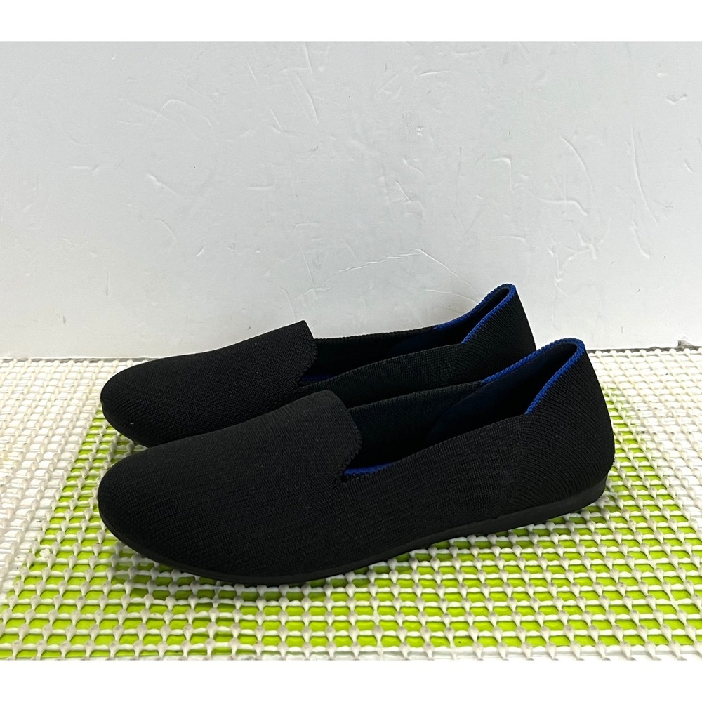 Rothy's Loafer Kids Size K3 Black Solid Knit Slip On Shoes 004-100 EUC